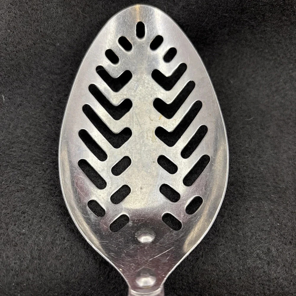 EKCO Forge Stainless Serving Multi Slotted Spoon Black Handle 11.5